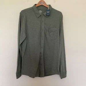 NUEVO CON ETIQUETAS J Crew Para hombres Talla L Prenda Teñida Harbor Camisa Slub Knit Baywood Verde Preppy - Imagen 1 de 12