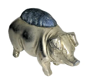 VINTAGE METALL SCHWEIN SCHWEIN NÄHEN FIGURALES PINKISSEN - Bild 1 von 7