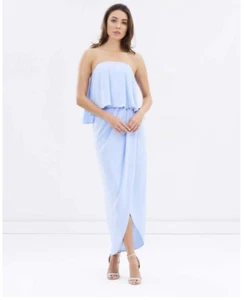 Maxi Vestido Shona Joy Volantes Sin Tirantes Volantes Morado Claro/Lavanda 4-G- Nuevo - Imagen 1 de 10