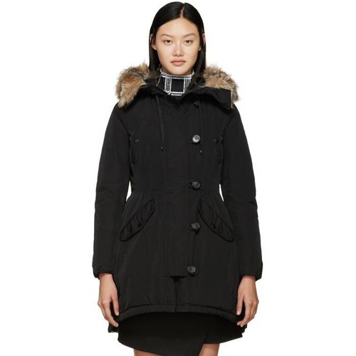 Moncler Arriette piumino parka cappotto giacca vera pelliccia di volpe nero nuovo con etichette $2.550 XS S 0