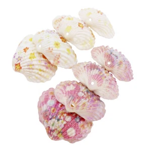 10Pcs Flower Pattern Clam Shells Drilled Hole Seashell Pendant Craft Decor 2-3cm - Picture 1 of 5