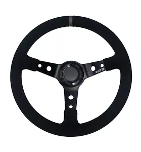 Steering Wheel 2" Dished with Black Suede, Centre Grey Tab, Drifting Rally STR - Picture 1 of 4