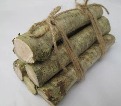 Set of 6 Mini Silver Hazel Logs Sticks Christmas Decor Craft Art Rustic - Image 1 of 4