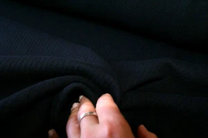 BLACK RIB WOOL MELTON COAT / SUITING FABRIC, Mid Weight, By the Half Metre - Foto 1 di 7