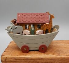Vtg OOAK B. Hill Noah's Ark Wooden Nursery Toy Artisan Dollhouse Miniature 1:12