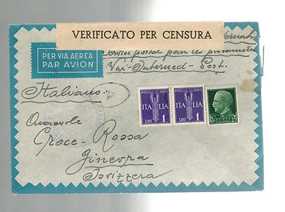 WW 2 Ferramonti Italy Internment Camp Cover to Swiss Red Cross Judaica - Image 1 of 2