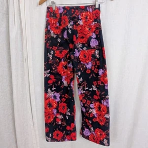 Anthropologie Maeve The Colette Cropped Wide-Leg Floral Velvet Pants 24" - Picture 1 of 7
