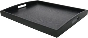 Serving Tray Large Black Wood Rectangle Food Tray Butler Tray Breakfast Tray - Picture 1 of 7