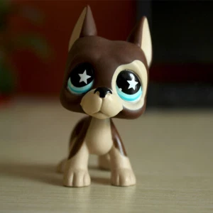 Littlest Pet Shop LPS Figure Star Eyes Deep Brown Great Dane Puggy Dog - Picture 1 of 5