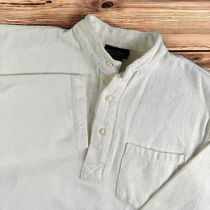 Camisa De Colección J. Peterman Company Henley Hombres Pequeña Gruesa Lona Marfil Manga 3/4 - Imagen 1 de 10