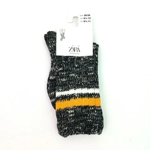 Zara Girls Size M 9.5-11 Black Knit Crew Socks - Picture 1 of 3