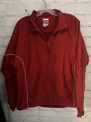 Chaqueta cortavientos pulóver roja lisa Rawlings ventilada 1/4 cremallera para hombre talla pequeña Foto 1 de 4