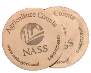 Agriculture Counts NASS 2 Leather Coaster Connecticut Collector Item - Picture 1 of 8