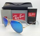 Ray-Ban Sunglasses RB 3025 Large Metal 112/17 58-14 Gold Frame Multi-Blue Mirror