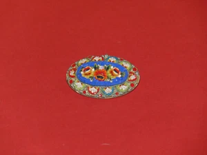 Antique Italian Micro Mosaic Glass Flowers Oval Brooch Pin - Picture 1 of 10