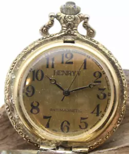 HENRY V POCKET WATCH 46.6mm WIDE 1j DOES NOT RUN WHEN WOUND FOR REPAIR (OJ3) - Picture 1 of 7