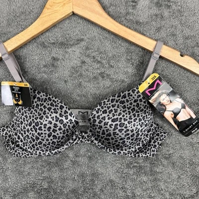 NWT Maidenform 09729 Size 32A Custom Lift Demi Push-Up UW Bra Gray Animal Print - Image 1 of 4