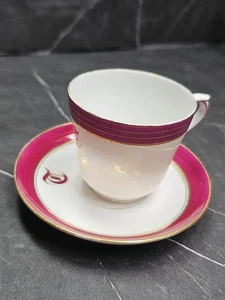 Antigua taza de té y platillo Deliniers Limoges China Viejo Mundo T monograma anterior a 1920 - Imagen 1 de 7
