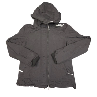 Superdry Jacket Women LARGE black windbreaker winter long sleeve hooded Size L - Image 1 of 4