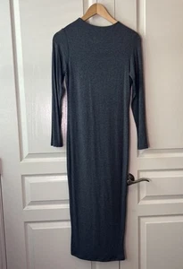 NWT Naked Wardrobe Womens Smooth Long Sleeves Maxi Dress Size XL Gray - Picture 1 of 6