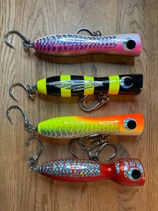 Popper Fishing Lure Saltwater Handmade Wooden Popper Lure Joblot X 14 Lures - Picture 1 of 14