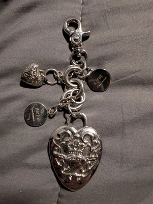 Kathy Van Zeeland Grande Tono Plata Corazón Dije Para Cartera o Bolso Foto 1 de 4