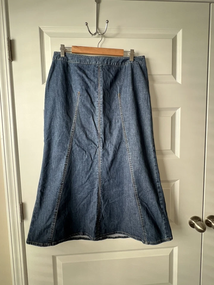 Talbots Women's Denim A Lined Skirt Size 14 Stretch Classic Western Boho Vintage - Image 1 of 4