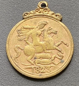 1823 King George IV Round Brass Pendant Medallion Medal in Nice Grade #B23 - Picture 1 of 2