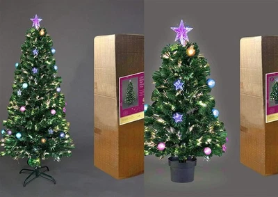 SHATCHI Christmas Tree Pre-Lit Green Fiber Optic LED Light Xmas Home Festive Decor 2-6FT