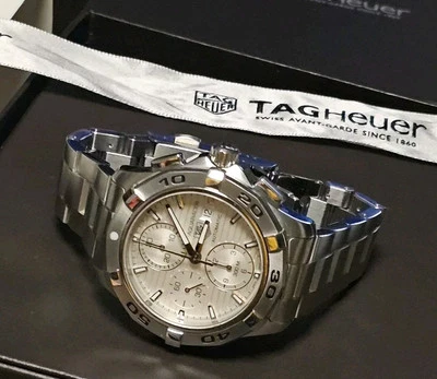 TAG HEUER Aqua racer CAP2111 Chronograph Silver Dial Auto  In Bracelet Mint ! - Image 1 of 4