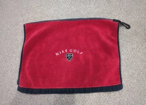 VTG Nike Golf Jacquard Towel 1 side Red 1 side Gray Swoosh 23" - Picture 1 of 8