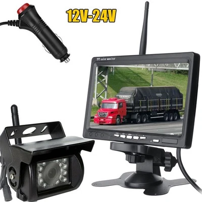 Digital Wireless Backup Camera 7" Rear View Monitor Kit for 12-24V Truck Caravan - Image 1 of 4