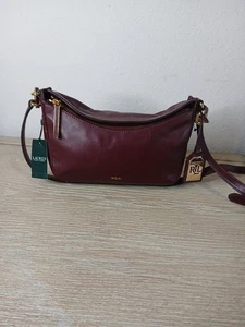 Lauren Ralph Lauren Womens Bramfield Cait Crossbody Handbag Leather Signature - Picture 1 of 6