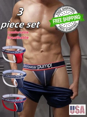 3 PCS Men's Mesh T-back Thong Underwear Breathable Sporty Sexy Comfortable - Image 1 of 4