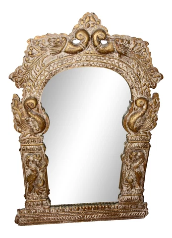 Baroque Carved Giltwood Overmantel Pedimented Mirror Cover