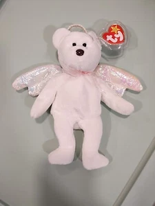 TY BEANIE BABY, 8 1/2" PLUSH HALO ANGEL BEAR, 1998, BLACK EYES/BROWN NOSE! - Picture 1 of 10