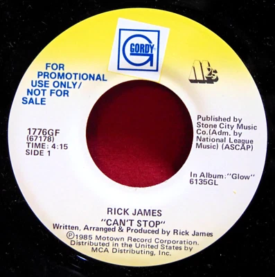 Rick James – Can't Stop - 1985 Gordy – 1776GF 7" 45 Single Record - EX+ PROMO 45 - Image 1 of 4