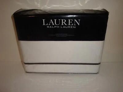 Ralph Lauren Spencer границы сатин король пододеяльник белый темно шоколадный коричневый - Изображение 1 из 4