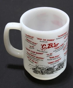 Vtg. 1970s Anchor Hocking Fire King C.B.'er Trucker Mug Cup CB Radio Language - Picture 1 of 5