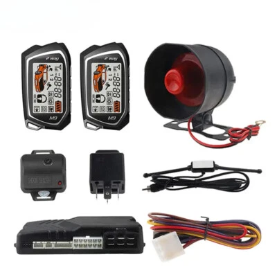 Universal 2 Way LCD Car Alarm System Anti-hijacking Remote Starter Keyless Entry - Image 1 of 4
