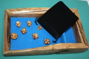 Bandeja de dados rústica de cornejo natural hecha a mano con conjunto de dados de color caramelo - Imagen 1 de 20