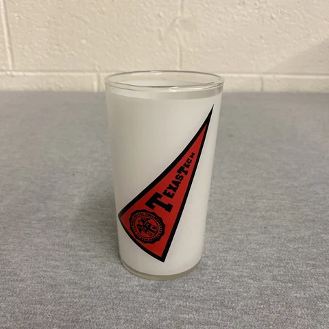 Texas Tech Red Raiders Drinking Glass VTG 70s Etched Penant Cover