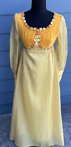 Silvia Ann Vintage 70s DRESS velvet fairy ren fair prairie peasant Yellow GOT - Picture 1 of 13
