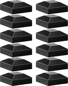 Aluminum Fence Post Caps 2" X 2" Black 12 Pcs Pressure Fit Cover - Picture 1 of 7