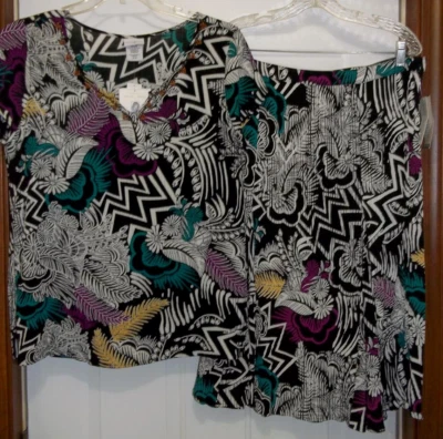 Vtg Jaclyn Smith Women's 2 Pc Outfit SS Top Sz Med & Skirt Sz Large Tropical NWT - Image 1 of 4