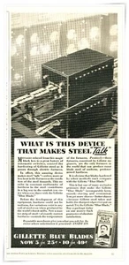 Anuncio impreso Gillette Blue Blades Magic Black Box 1935 anuncio de 2/3 páginas - Imagen 1 de 4