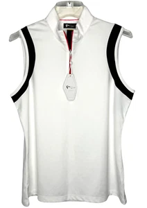 New GREG NORMAN WOMEN L WHITE TANK PLAY DRY SPORTSWEAR GOLD TENNIS NWT PRIORITY - Picture 1 of 8