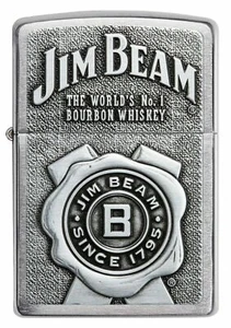 GENUINE ZIPPO LIGHTER (91829) BRUSHED CHROME JIM BEAM GIFT BOX - Picture 1 of 2