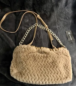 INC Rennata Faux-Fur Clutch Women’s Small Crossbody - Camel / Tan NWTs Free Ship - Picture 1 of 6