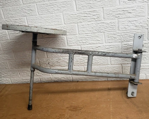 Industrial Work Bench Cast Iron Swing Away Out Stool VTG school rustic chair Cover